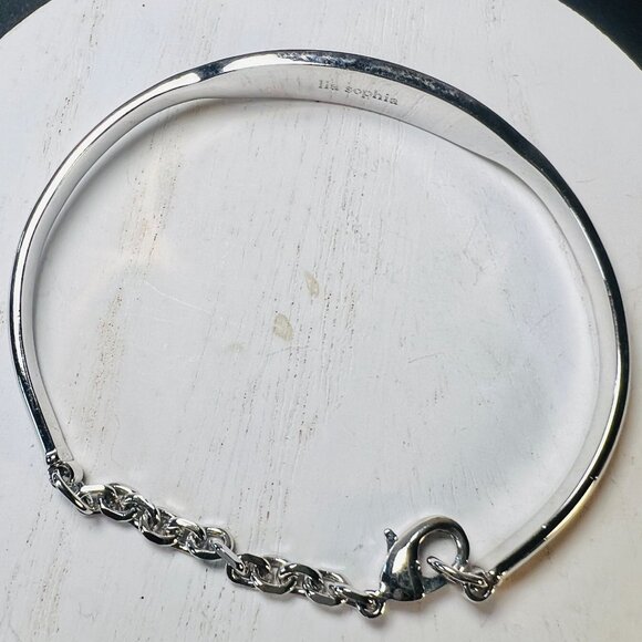 Vtg Lia Sophia Silver Tone "Hope" Engraved Bracelet With Chain Adjustable Clasp - Picture 2 of 5